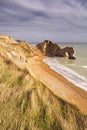 Durdle Door rock arch in Southern England from above Royalty Free Stock Photo