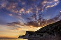 Durdle door - sunset - tourist place Royalty Free Stock Photo