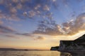 Durdle door - sunset - tourist place Royalty Free Stock Photo