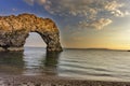 Durdle door - sunset - turist place Royalty Free Stock Photo