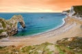 Durdle Door, natural limestone arch on the Jurassic Coast near Lulworth in Dorset, England. Royalty Free Stock Photo