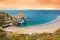 Durdle Door, natural limestone arch on the Jurassic Coast near Lulworth in Dorset, England. Royalty Free Stock Photo