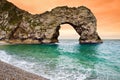 Durdle Door, natural limestone arch on the Jurassic Coast near Lulworth in Dorset, England. Royalty Free Stock Photo