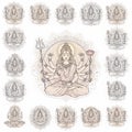 Durga Devi Illustration with Mandala Elements Royalty Free Stock Photo