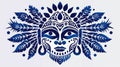 Durga Goddess of Power Vector Illustration in blue and white colors Royalty Free Stock Photo