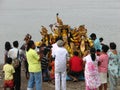 Durga idol immersion at Kolkata Royalty Free Stock Photo