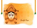 Durga puja festival background with beautiful goddess face Royalty Free Stock Photo