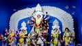 Footage of Decorated Durga Puja Festival, shot at colored light, at Kolkata. Durga Puja is biggest religious festival of Hinduism.
