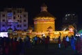 Durga Puja Pandal decorated temporary temple. It is the biggest religious festival of Hinduism and local Bengali community Royalty Free Stock Photo