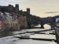 Durham Castle , Cathedral  and Framwellgate Bridge over River Wear, UK Royalty Free Stock Photo
