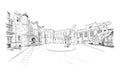 Durham Castle. Durham. England. Great Britain. Europe. Hand drawn sketch. Vector illustration.