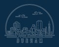 Durham - Cityscape with white abstract line corner curve modern style on dark blue background, building skyline city vector