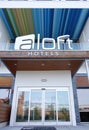 DURHAM,NC/USA - 10-23-2018: Entrance to the Aloft boutique hotel