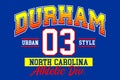 Durham North Carolina 03 athletic vintage design typography printed t shirt vector illustration