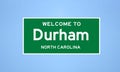 Durham, North Carolina city limit sign. Town sign from the USA.