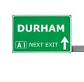 DURHAM road sign isolated on white