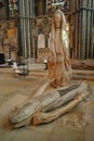 Durham, UK - July 12, 2023: The Pieta, a wooden sculpture of the Christ and mother Mary. Durham Cathedral, England