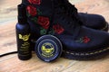 Branded Dr Martens shoe care protector kit. Leather wax and all weather protection spray.