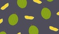 Durian and cut piece pattern background vector.King of fruit design pattern.Tropical friut