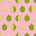 Durian with cut pieces seamless pattern