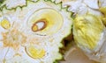 Durian is a delicious yellow fruit. It is a seasonal fruit. It is very popular to eat, Royalty Free Stock Photo