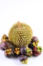 Durian fruit basket on white background Royalty Free Stock Photo