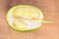 Durian fruit basket on wood background Royalty Free Stock Photo