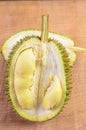 Durian fruit basket on wood background Royalty Free Stock Photo