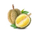 Durian fruit with cut in half