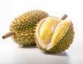 Durian fruit with cut in half isolated on white background Royalty Free Stock Photo