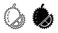 Durian Fruit Illustration, Outline and Silhouette Versions Royalty Free Stock Photo