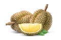 Durian fruit with slices Royalty Free Stock Photo