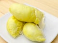 Durian fruit in white plate