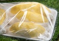 Durian peel in plastic warp ready to eat