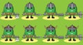 Durian knight. Cute and funny fruit set. Two handed weapons and hand down pose set.