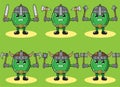 Cute Durian set knight dual hand up.