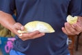 durian Thai fruit, Durian in local fruit market Thailand