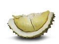 Durian on white background,with clipping path,Be the king of fruit Large and hard thorns, up to 30 cm long, weighing 1-3 kg. The Royalty Free Stock Photo