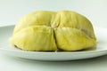 Durian on white dish Royalty Free Stock Photo