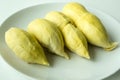 Durian on white dish Royalty Free Stock Photo