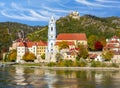 Durnstein town in Wachau valley in autumn, Austria Royalty Free Stock Photo