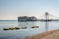 A suspension pier with restaurant in Durres Albania.