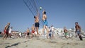 Group young Friends Playing Volleyball On Beach Royalty Free Stock Photo