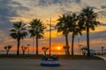 DURRES, ALBANIA: Landscape with beach and Adriatic Sea views at sunset in Durres. Royalty Free Stock Photo