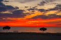 DURRES, ALBANIA: Landscape with beach and Adriatic Sea views at sunset in Durres. Royalty Free Stock Photo