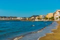 DURRES, ALBANIA: Landscape on the beach and hotels in the resort of Durres.