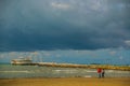 DURRES, ALBANIA: An unusual round building cafe and restaurant is located on the beach of the resort of Durres