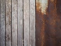 Durty rusted zinc and wood surface rusted iron background pattern Background, Texture Royalty Free Stock Photo
