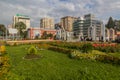 DUSHANBE, TAJIKISTAN - MAY 16, 2018: View of Ayni square in Dushanbe, capital of Tajikist