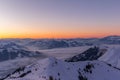 Sunset at Austrian Mountain Range in Winter